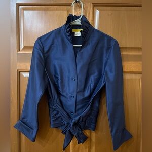 Flores & Flores silk Ruffle wrap Blouse size 8